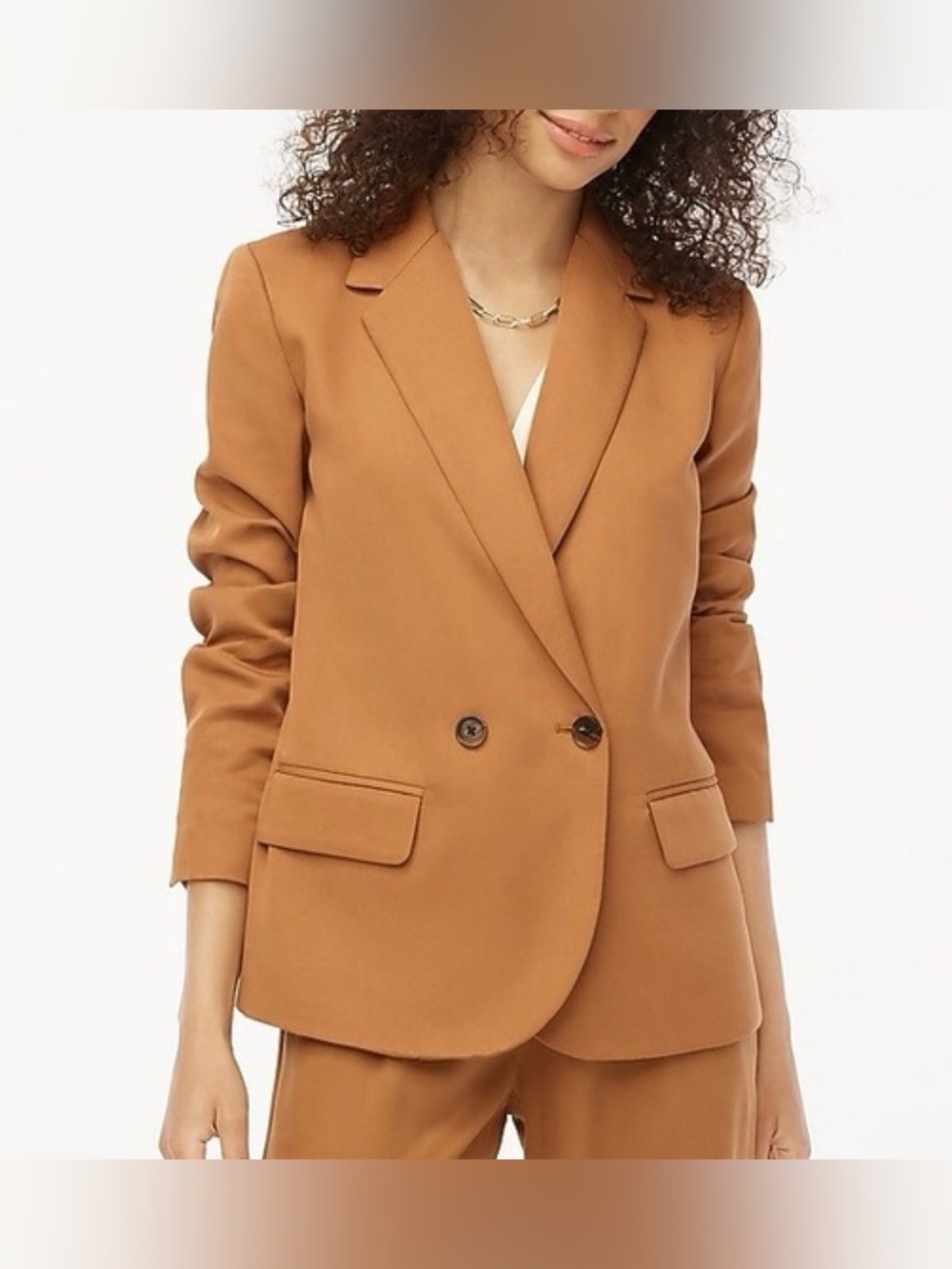 J. Crew|Drapey twill double breastedTan Blazer Jacket,Classic Neutral style•••14